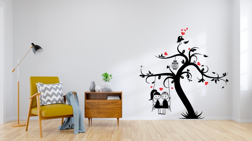 Baby wall sticker 55.88 cm Blowing Air Love Tree Heart Tree Owl Couple  Hanging On Tree Home Wall Decal Self Adhesive Sticker Price in India - Buy  Baby wall sticker 55.88 cm