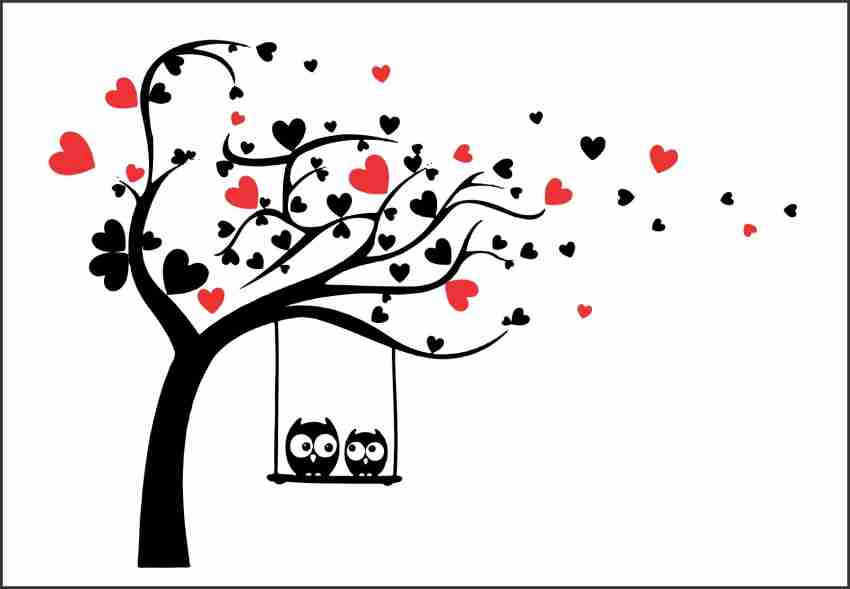 Baby wall sticker 55.88 cm Blowing Air Love Tree Heart Tree Owl