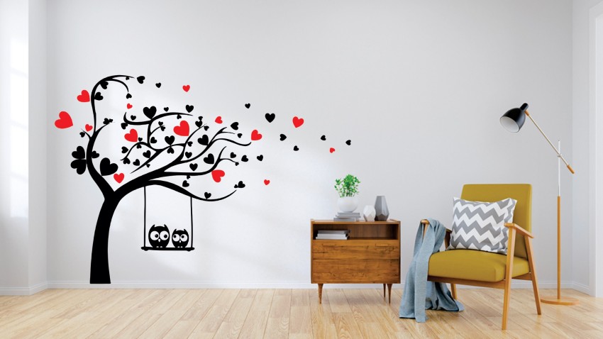 Baby wall sticker 55.88 cm Blowing Air Love Tree Heart Tree Owl
