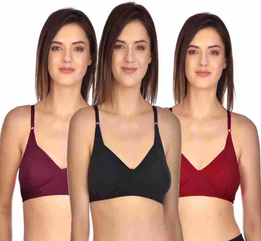 Buy L Fashion Women's Cotton Blended Non Padded Non-Wired Regular Bra pack  of 3 Women T-Shirt Non Padded Bra Online at Best Prices in India