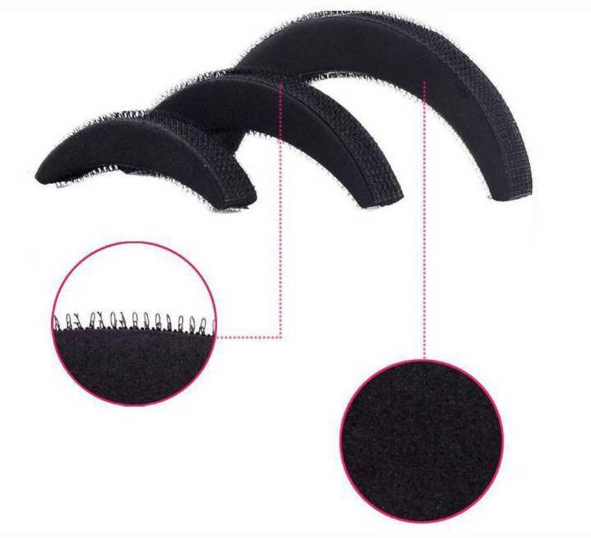 Herbal Aid Banana Bumpits Puff Maker Hairstyle Accessory, Black set of 5(2  round and 3 Banana puff set)