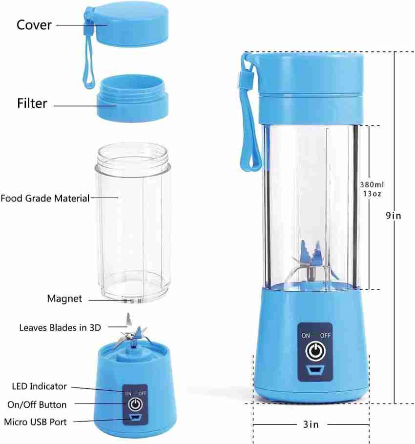 Shivarth Protable Mini Juicer Machine Grinder Mixer USB Rechargeble Blender  Hand DM- 888 Rechargeable Mini Juicer Blender Maker 4 Blade Portable 1  Juicer (1 Jar, Blue) Price in India - Buy Shivarth