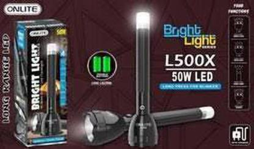 BRIGHT LIGHT ONLITE New 2in1 800M Range Long Beam 2 Mode Waterproof Rechargeable Battery Torch Price in India Buy BRIGHT LIGHT ONLITE New 2in1 800M Range Long Beam 2 Mode Waterproof