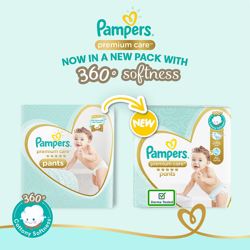 Pampers Premium Cotton like soft Diapers with Wetness Indicator