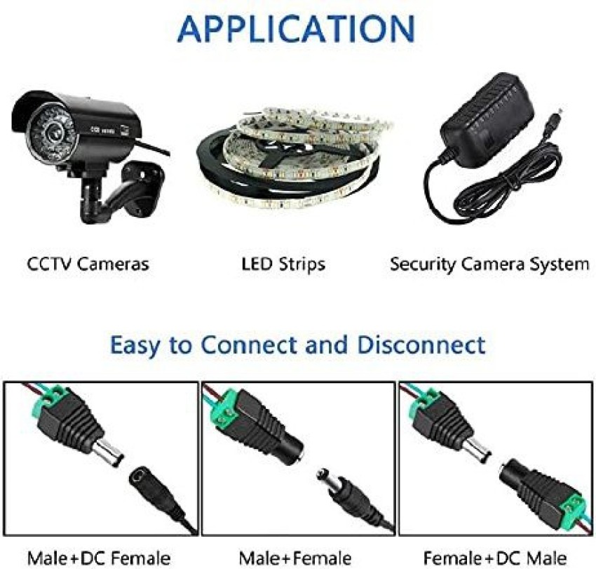 FEDUS Dc Power Jack Plug Adapter Connector,12v,24v Male+Female