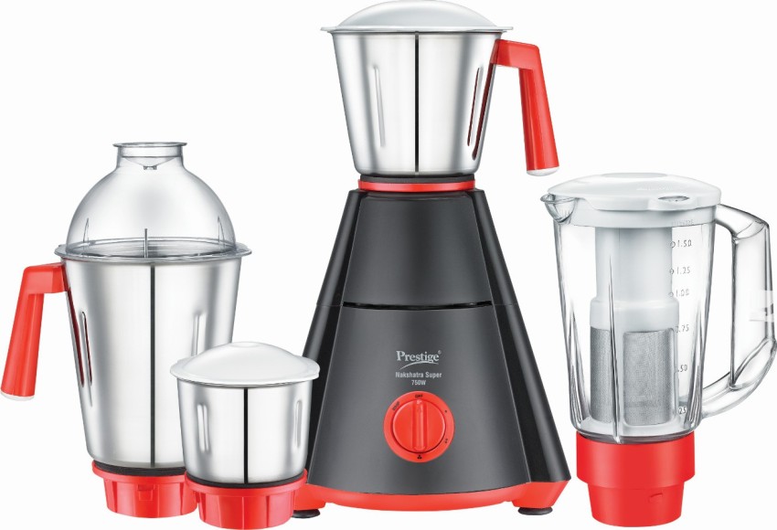 Prestige Super Nakshatra 750 Mixer Grinder 4 Jars Black Red