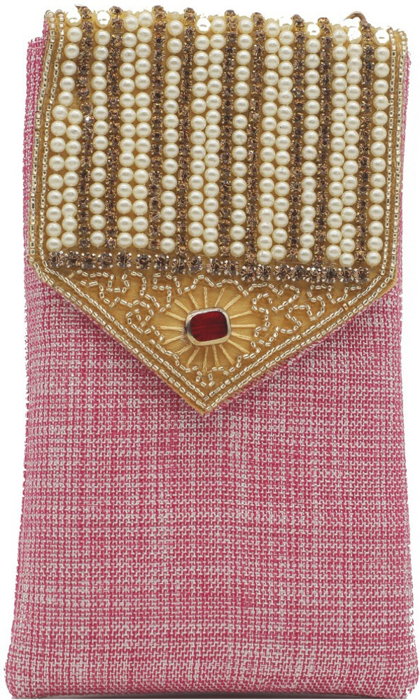 Bag Pepper Jute Saree Clutch Mobile Pouch Waist Clip Ladies Purse Gift for Women Mobile Pouch Pink Price in India Flipkart