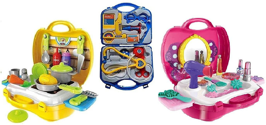 BVM GROUP Combo of Beauty Set Kitchen Set and Doctor set for Kids