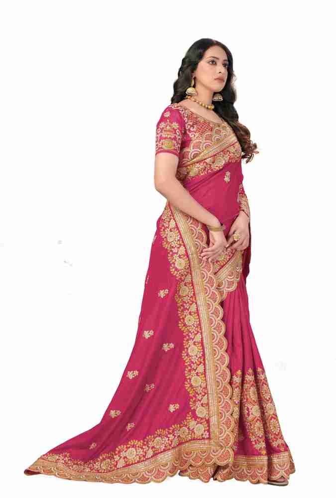 Buy Diva N Diya Embroidered Bollywood Georgette Pink Sarees Online