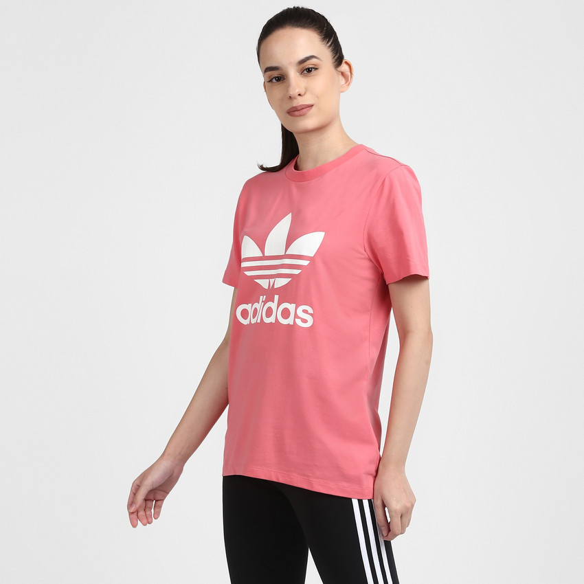 ADIDAS ORIGINALS Solid Women Round Neck Pink T Shirt Buy ADIDAS