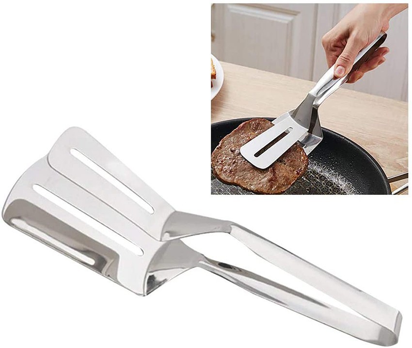 KitchenFest 10 inch Double sided food Flipping Spatula Tongs Pies Bread Fish  Pizza Clip Steak Clamp Stainless Steel 26 cm Utility Tongs Price in India -  Buy KitchenFest 10 inch Double sided