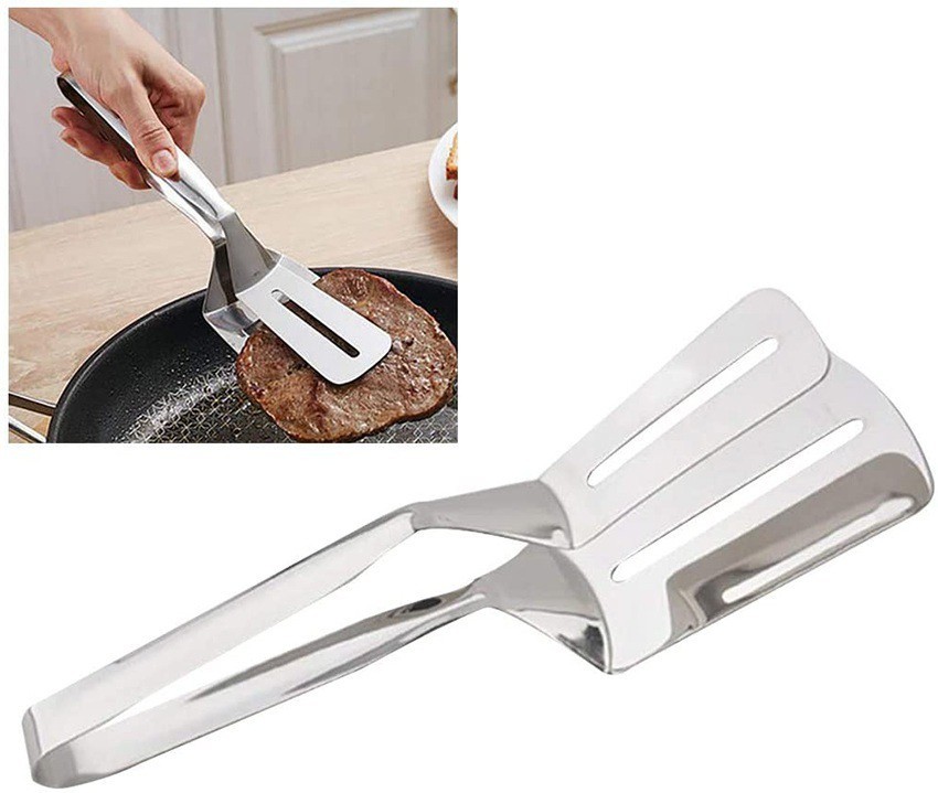 KitchenFest 10 inch Double sided food Flipping Spatula Tongs Pies Bread Fish  Pizza Clip Steak Clamp Stainless Steel 26 cm Utility Tongs Price in India -  Buy KitchenFest 10 inch Double sided