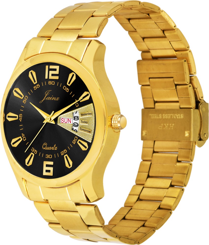 Jainx Premium Day and Date Function Golden Chain Analog Watch