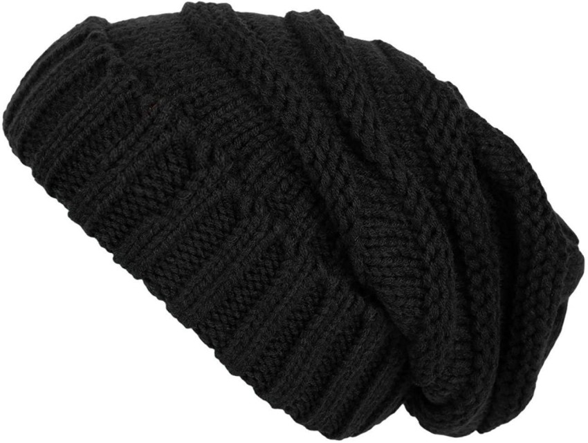 Buy SATINIOR Winter Men's Knit Cap with Brim Beanie Hat Warm Thick Hat for  Outdoor, Black, approx. 7.48 x 7.88 inches/ 19 x 20 cm at