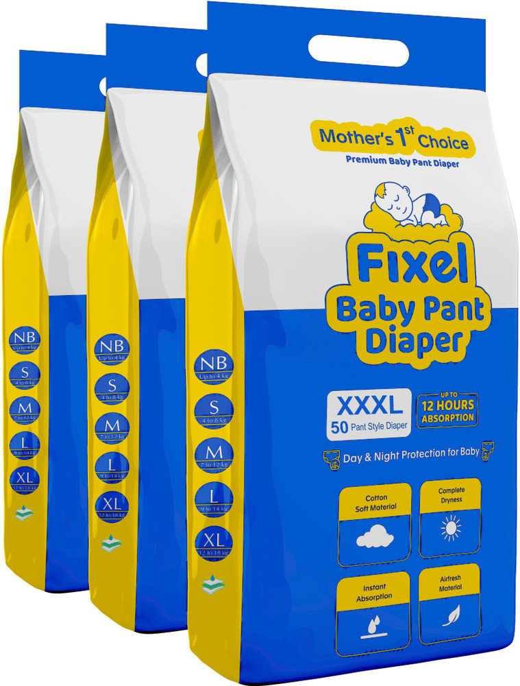 fixel baby diapers pants 3XL size triple extra large size XXXL
