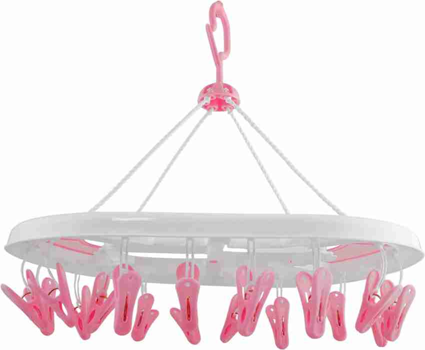 Baby Moo Clothes Hanger Round Foldable 18 Clips Red