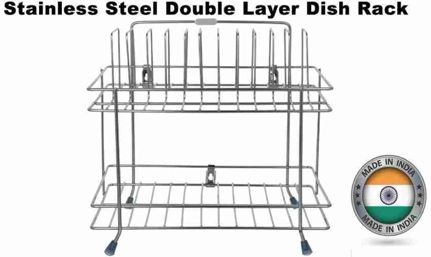Stainless Steel 2 Layer Plate & Bowl Stand Kitchen Stand
