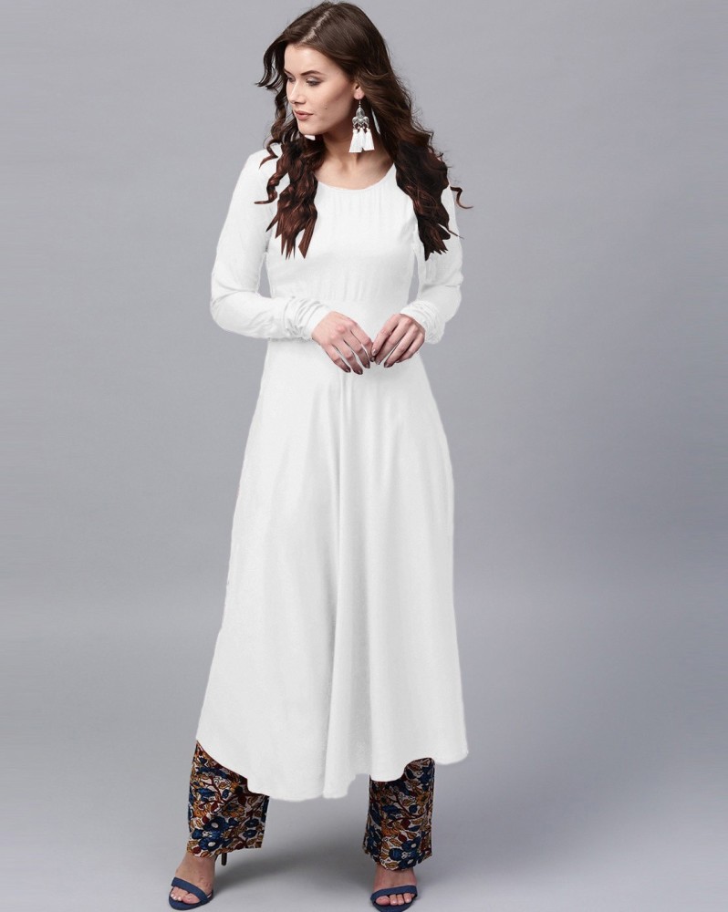 ZYXA Women Solid Anarkali Kurta Buy ZYXA Women Solid Anarkali