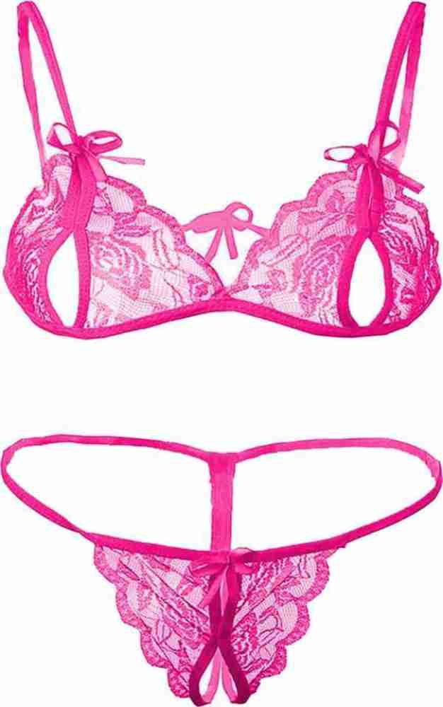 Buy Clovia Pink Floral Print Lingerie Set BP0820P1438C on Myntra