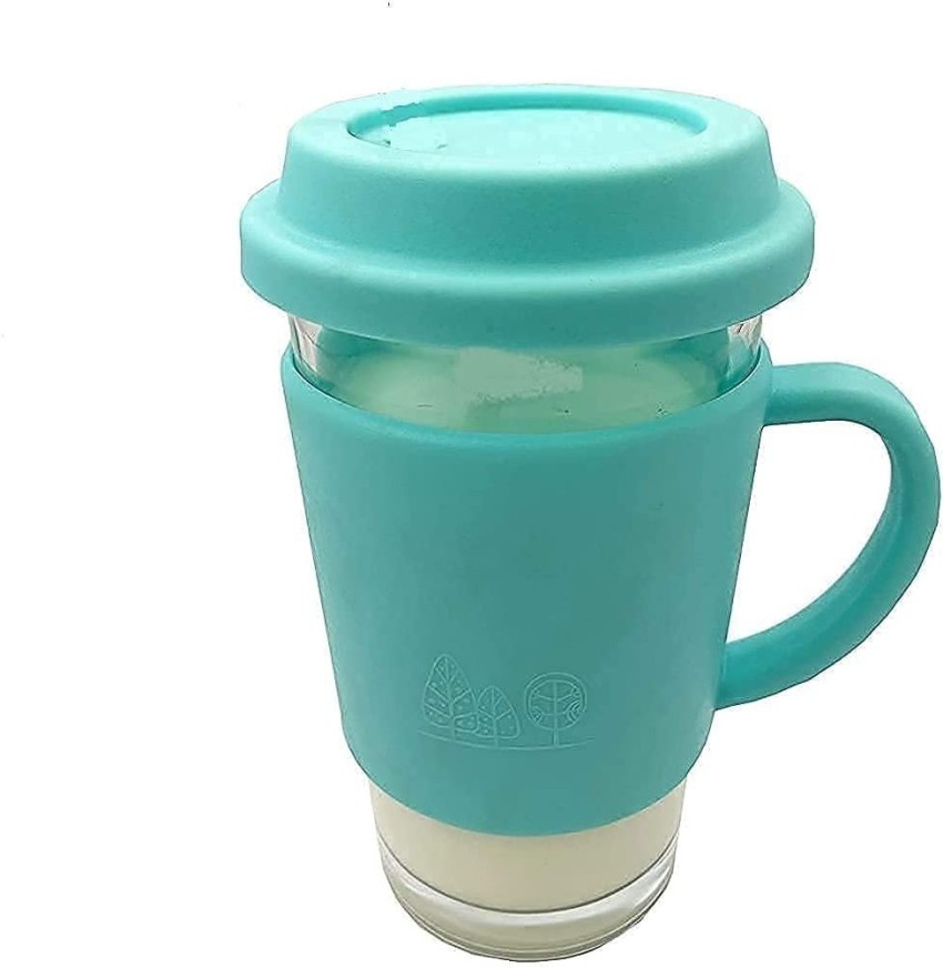 400ml Transparent Coffee Cup with Silicone Cover Thick Double