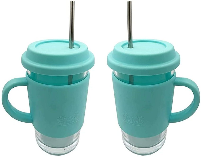 400ml Transparent Coffee Cup with Silicone Cover Thick Double