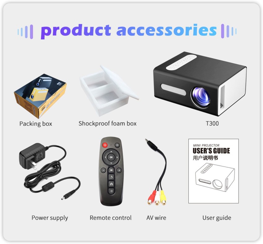 UNIY UY40 Resolution (800x480) | Screen Size 35 to 120 inch | Connect  HDMI/AV/AUX/USB (1000 lm / Remote Controller) Portable Projector Ideal for  Home