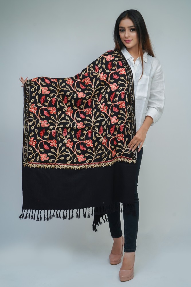 Black best sale floral shawl