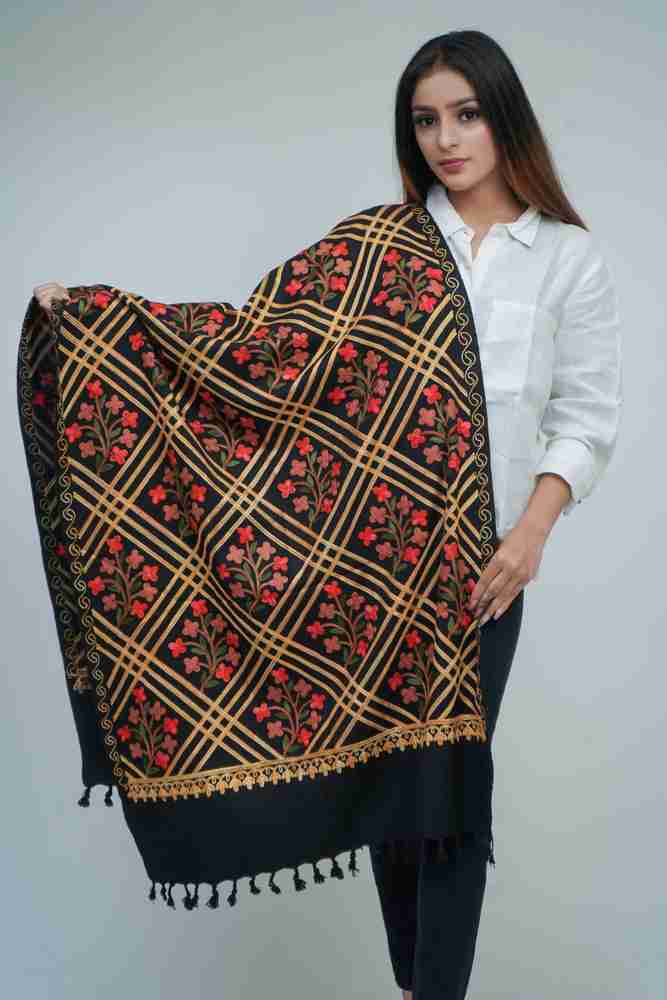 Indian shawl Wool Embroidered Women Shawl Flipkart