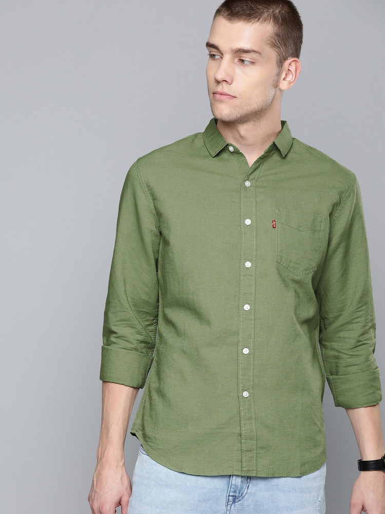 Levi's olive best sale green shirt