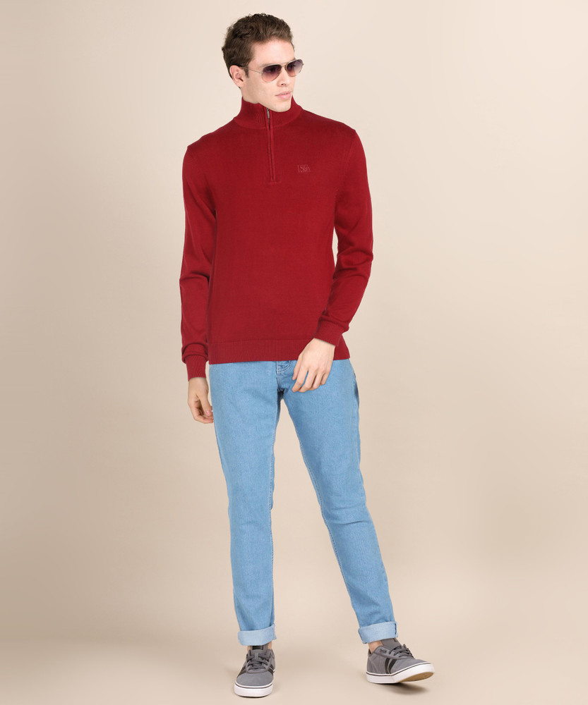 LEVI S Solid High Neck Casual Men Red Sweater