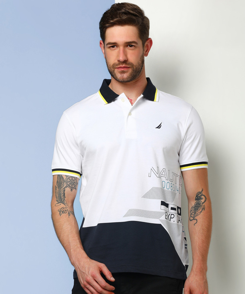 NAUTICA Printed Men Polo Neck Multicolor T-Shirt - Buy NAUTICA Printed Men  Polo Neck Multicolor T-Shirt Online at Best Prices in India | Flipkart.com