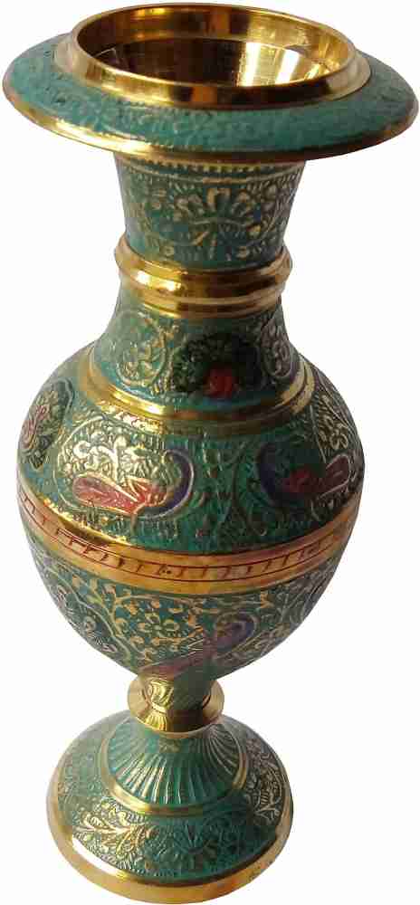 AKB Handcrafted Brass Flower Vase Mughal Pattern for Home Decor