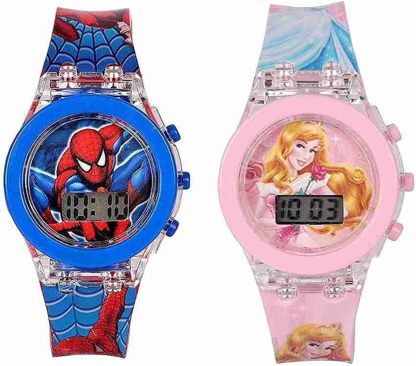 TERN Spiderman Princess Digital Glowing Watches Combo for Kids