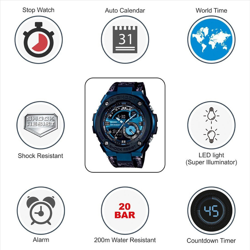 CASIO GST-200CP-2ADR G-SHOCK G-Steel Analog-Digital Watch CASIO GST-200CP-2ADR G-SHOCK G-Steel Analog-Digital Watch