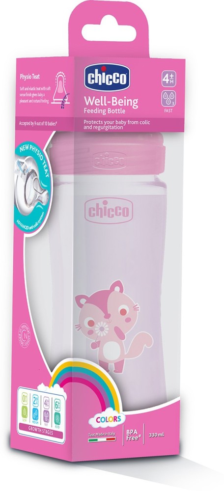 Chicco WB PP BOTTLE 330ML COL PINK FAST 4M+ - 330 ml - Buy Chicco Bottle  products in India