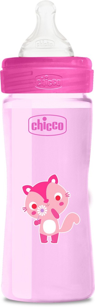 Chicco Blue BPA Free Baby Milk Feeding Bottle with Wide Neck 330ml For  6m+(1 Pc)