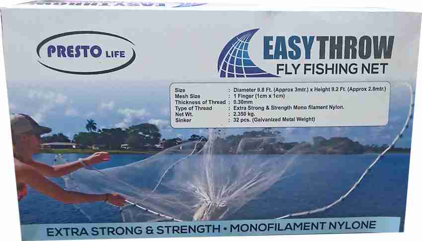 Presto Life Easy Throw 32 Pcs Sinker Dia:9.8Ft X Height:9.2Ft Nylon Fly Fishing  Net - Buy Presto Life Easy Throw 32 Pcs Sinker Dia:9.8Ft X Height:9.2Ft  Nylon Fly Fishing Net Online at