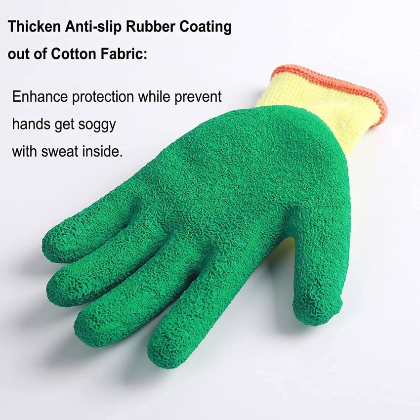 1pair Thickened Rubber Dipped Anti-slip Construction Work Gloves