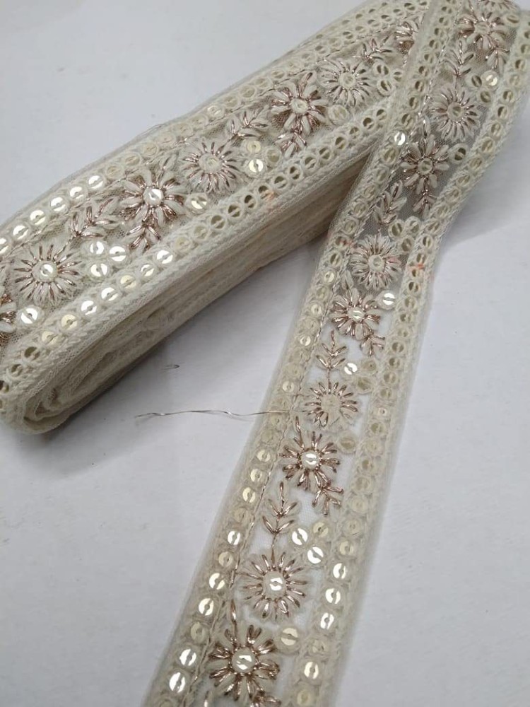 1 Wide x 25 Yards Ivory Floral Pattern Lace Ribbon for Decorating, Floral  Designing and Crafts