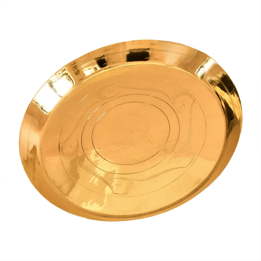 Shrinika Pure Brass Dinner Plate Original Pital Thali Gold 11