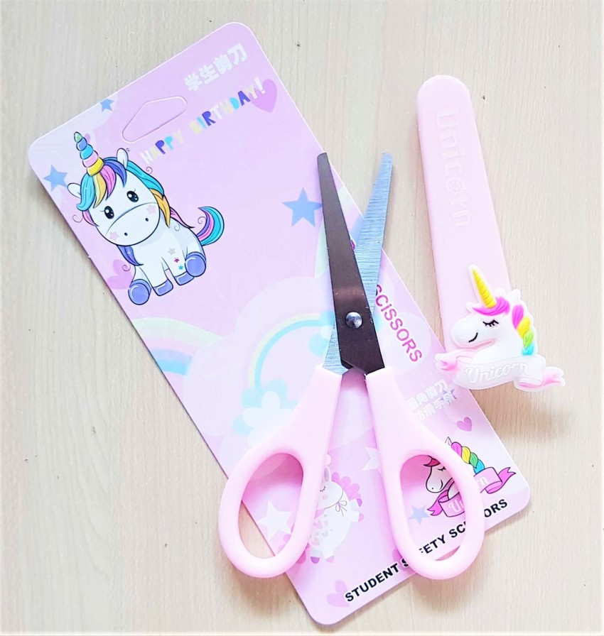 Safety Scissors with Unicorn Protective Cover Cap