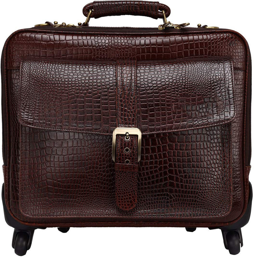 Leather laptop roller bag online