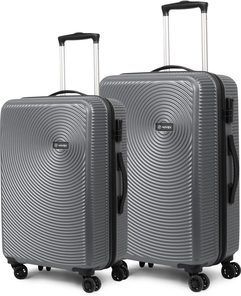NOVEX Ivory Polycarbonate Hard Sided Luggage set of 2 Trolley Bags Grey 20 24 Cabin Check in Set 4 Wheels 24 inch Grey Price in India Flipkart