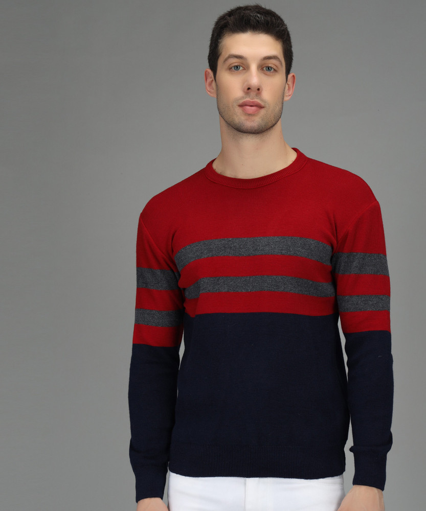 Christy World Woven Round Neck Casual Men Multicolor Sweater Buy