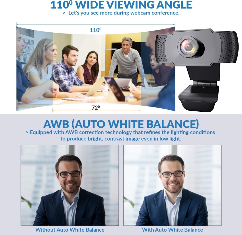 V.T.I 1080P Webcam HD Web Camera Built-in HD Microphone USB Plug Web Cam  Widescreen Video For Computer PC Laptop Webcam - V.T.I 