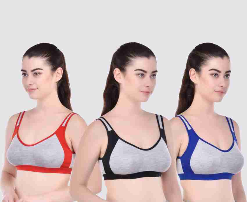 Buy SheBAE Cotton Multicolour Sports Bra Combo for Girls Women Non