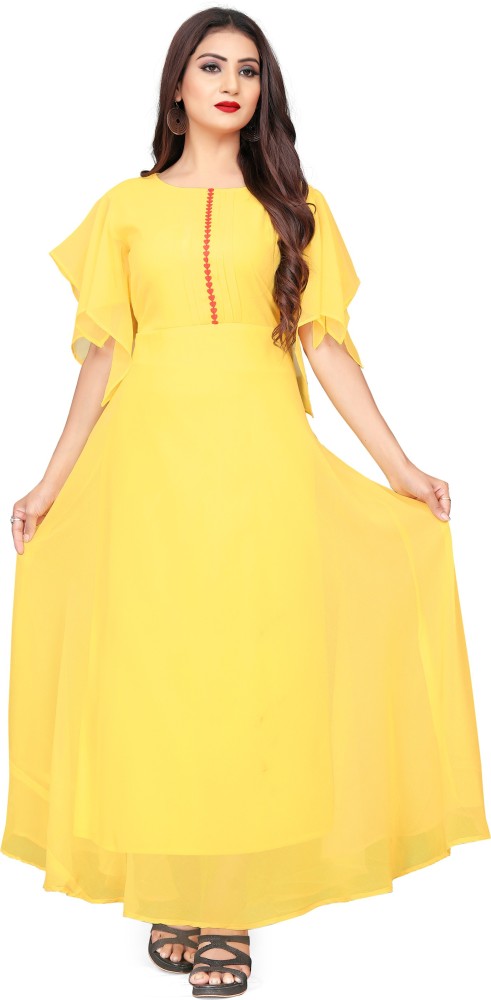 One piece dress in yellow colour sale