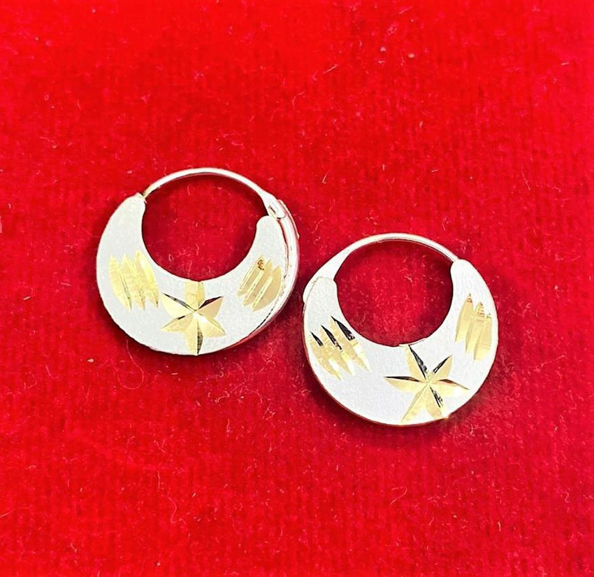 Flipkart Buy FebTech Trending Silver Plated Earrings Bali for Men Boys Stylish Fashion Round Cuff Baali Earrings Brass Hoop Earring Online at Best Prices in India