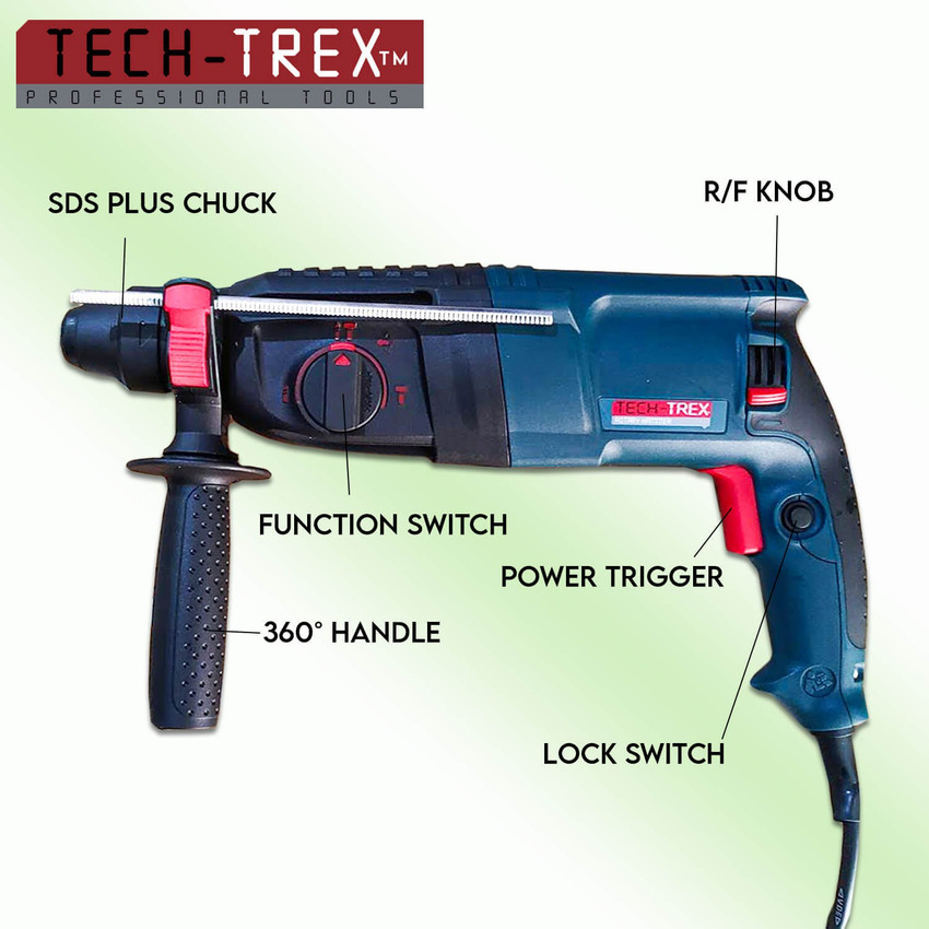 Tech Trex T2 26 26mm 2 Chisel 3 SDS Drill Bits Rotary Hammer