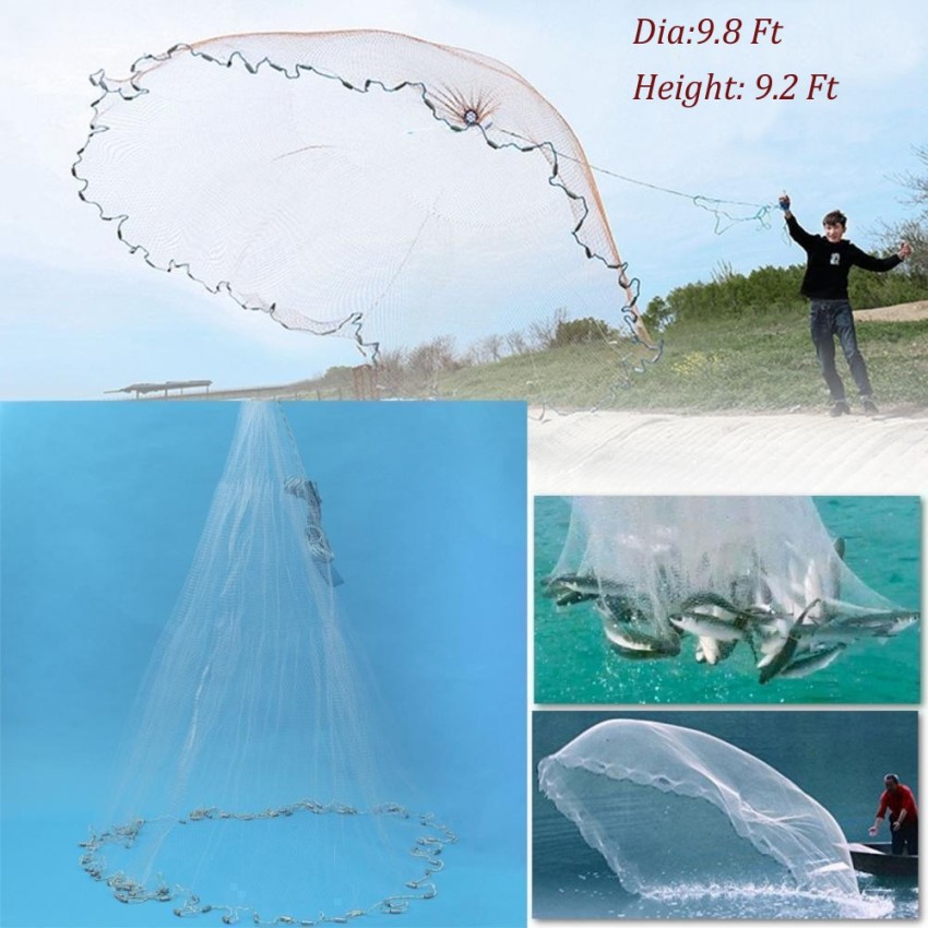 Presto Life Easy Hand Throw 32 Pcs Galvanized Sinker Diameter 3Mtr Height  2.8 Mtr Nylon Fishing Net